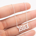 1980-1989 year old english font pendant jewelry birthday supplies stainless steel gold/silver birth year necklace